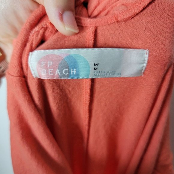 Free People Beach Medium Coral Pink Spaghetti Long Open Tie Back Straps Dress - Picture 5 of 5